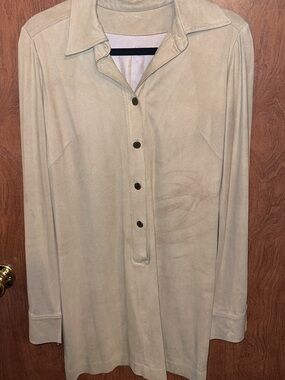 Women’s Long-Sleeve suede button up dress